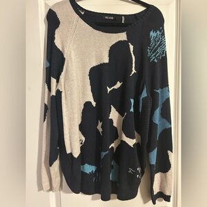 NIC+ZOE Black and Blue Patterned Sweater